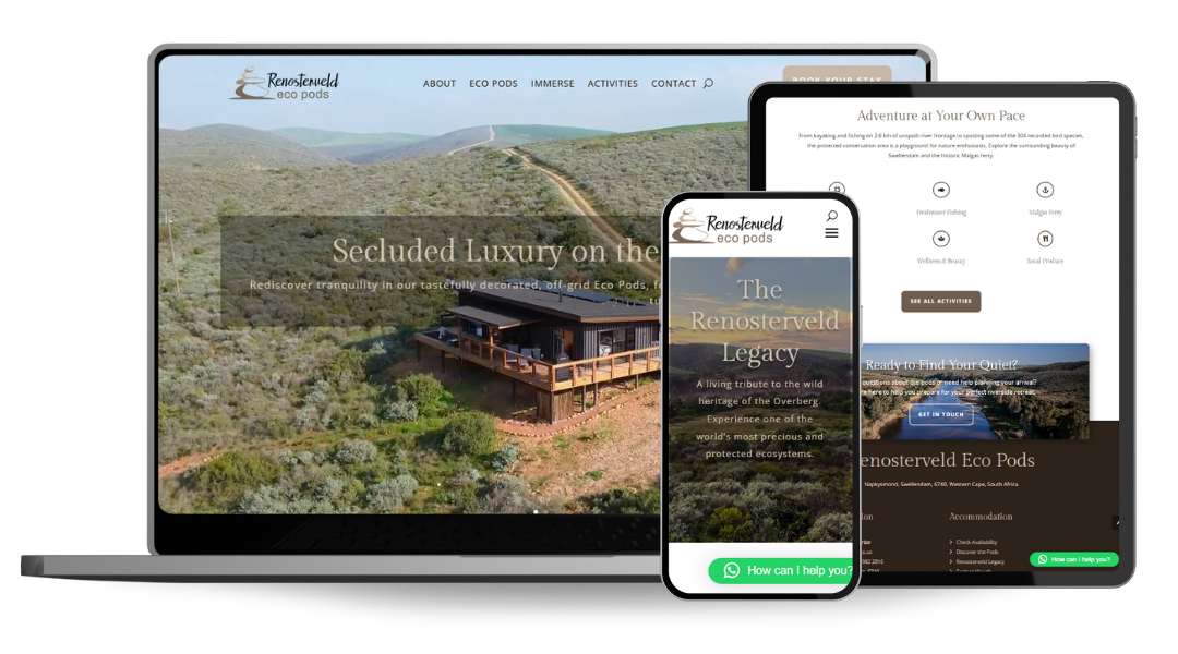 showcase-renosterveld Renosterveld Eco Pods website, built by DesignHub